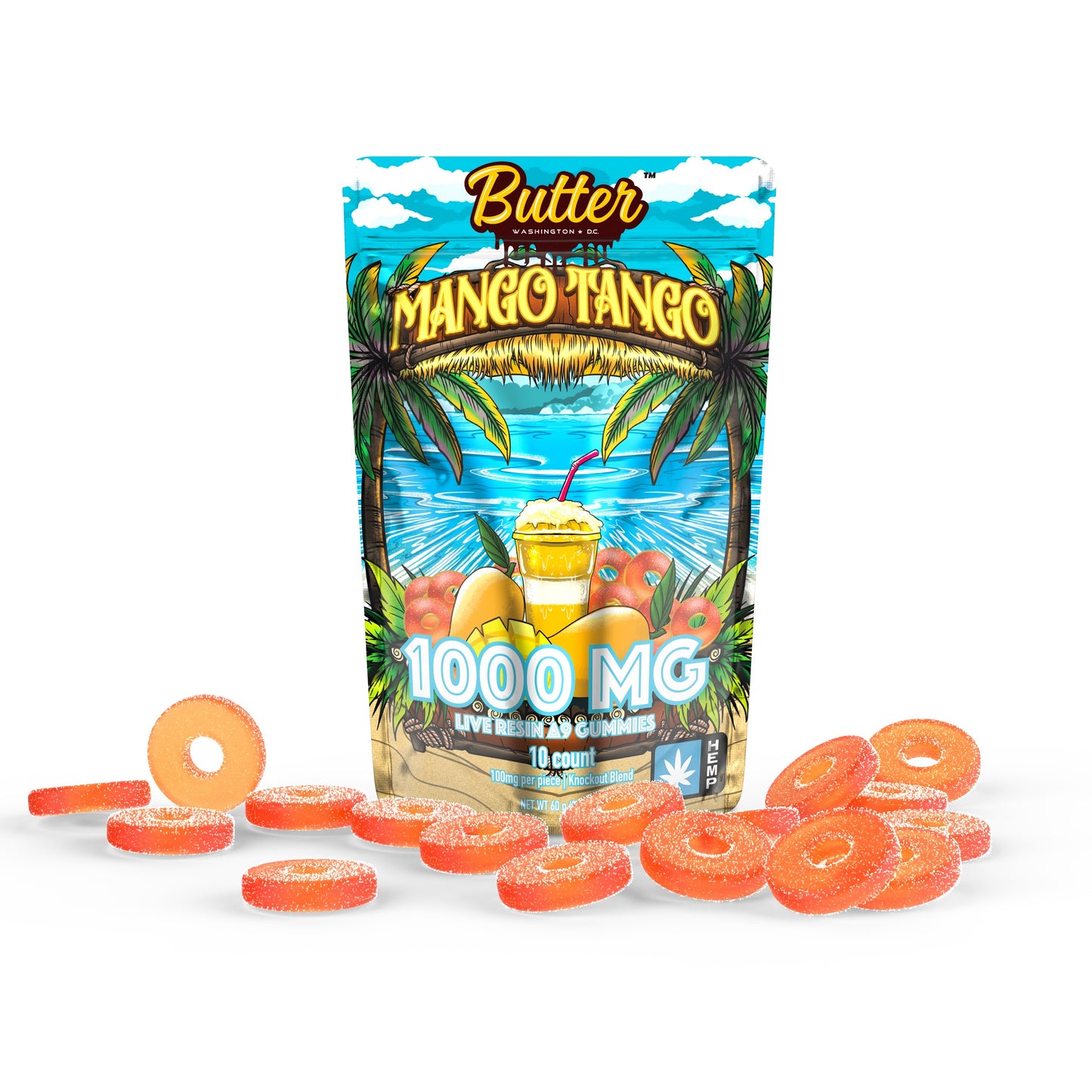 Delta 9 Live Resin 1000mg Knockout Blend Gummies - Mango Tango