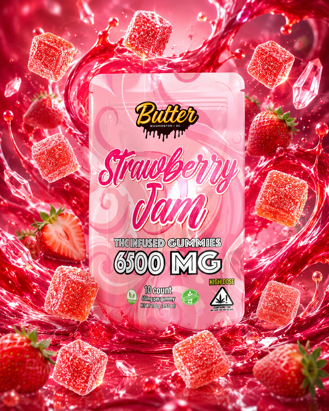 Strawberry Jam - Power Pack (10 Gummies) - 6500mg
