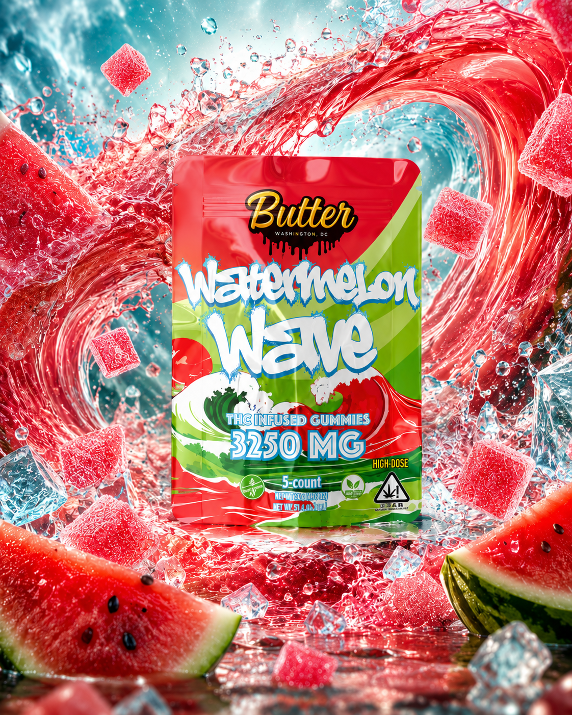 Watermelon Wave - Heavy Hitters (5 Gummies) - 3250mg
