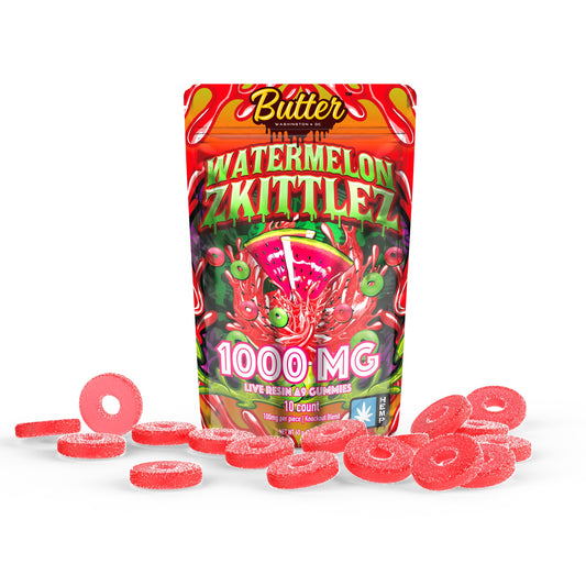 Delta 9 Live Resin 1000mg Knockout Blend Gummies - Watermelon Zkittlez
