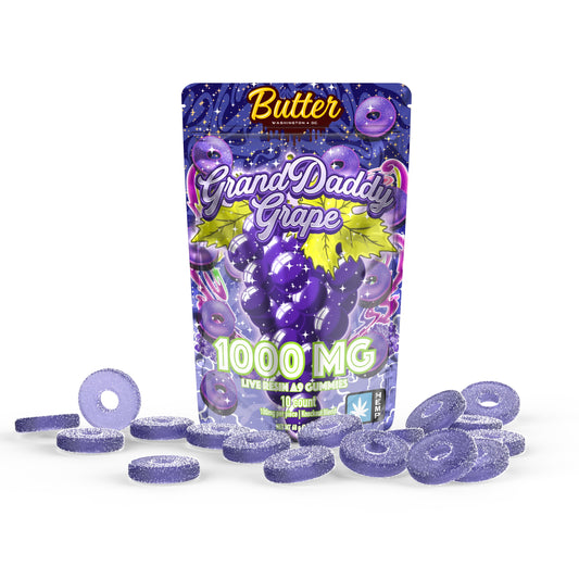 Delta 9 Live Resin 1000mg Knockout Blend Gummies - Grand Daddy Grape