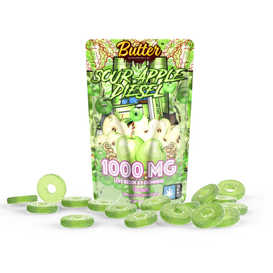 Delta 9 Live Resin 1000mg Knockout Blend Gummies - Sour Apple Diesel